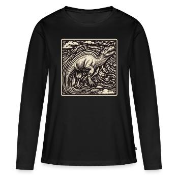 Dinosaurier / Tier / Urzeit / Reptil / Jungs - Frauen Premium Bio Langarmshirt - Schwarz - Vorne - Julia (174cm)