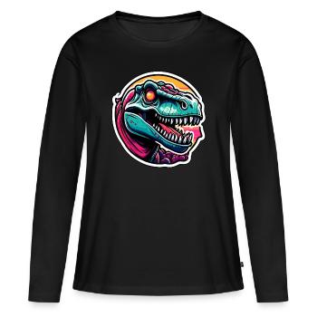 Dinosaurier / Tier / Urzeit / Reptil / Jungs - Frauen Premium Bio Langarmshirt - Schwarz - Vorne - Julia (174cm)