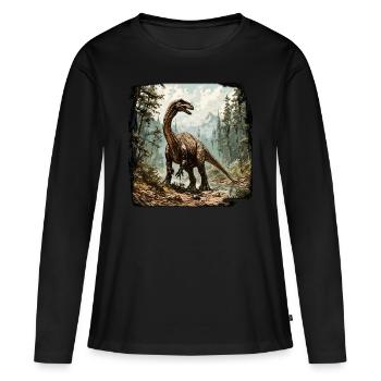 Dinosaurier / Tier / Urzeit / Reptil / Jungs - Frauen Premium Bio Langarmshirt - Schwarz - Vorne - Julia (174cm)