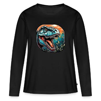 Dinosaurier / Tier / Urzeit / Reptil / Jungs - Frauen Premium Bio Langarmshirt - Schwarz - Vorne - Julia (174cm)