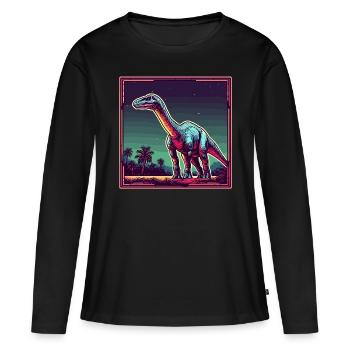 Dinosaurier / Tier / Urzeit / Reptil / Jungs - Frauen Premium Bio Langarmshirt - Schwarz - Vorne - Julia (174cm)