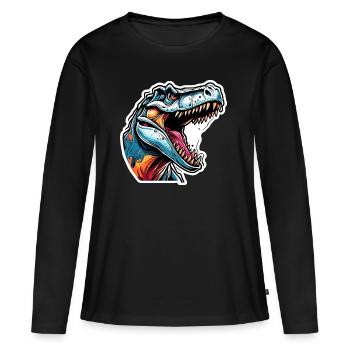 Dinosaurier / Tier / Urzeit / Reptil / Jungs - Frauen Premium Bio Langarmshirt - Schwarz - Vorne - Julia (174cm)