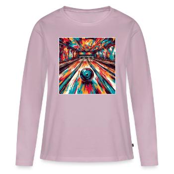 Bowling / Kegeln / Bowlingbahn / Pin / Strike - Frauen Premium Bio Langarmshirt - Altrosa - Vorne - Julia (174cm)