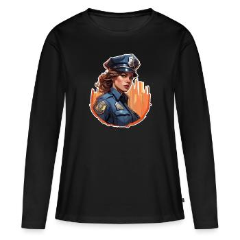 Polizei / Einsatz / Beruf / Job / Einsatzkräfte - Frauen Premium Bio Langarmshirt - Schwarz - Vorne - Julia (174cm)