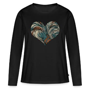 Psychédélique / Coeur / Psychobilly / Goa / Forme - T-shirt manches longues Premium bio Femme - noir - Devant - Julia (174cm)