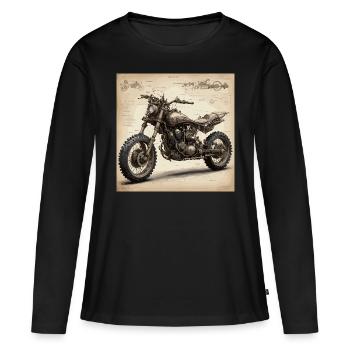 Bauplan / Sepia / Vintage / Retro / Cross - Frauen Premium Bio Langarmshirt - Schwarz - Vorne - Julia (174cm)