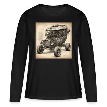 Bauplan / Sepia / Vintage / Retro / Auto - Frauen Premium Bio Langarmshirt - Schwarz - Vorne - Julia (174cm)