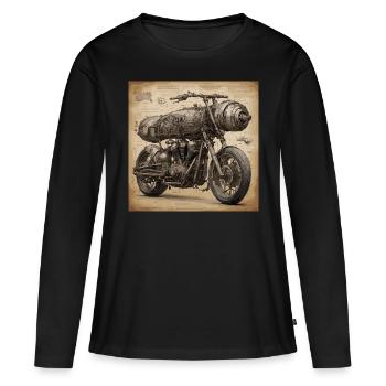 Bauplan / Sepia / Vintage / Retro / Motorrad - Frauen Premium Bio Langarmshirt - Schwarz - Vorne - Julia (174cm)