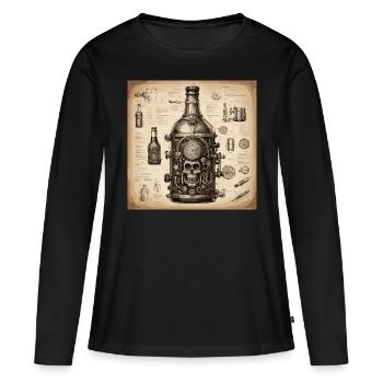 Plan / Sépia / Vintage / Rétro / Liqueur - T-shirt manches longues Premium bio Femme - noir - Devant - Julia (174cm)