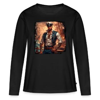 Marin / Équipage de navire / Matelot / Ancre - T-shirt manches longues Premium bio Femme - noir - Devant - Julia (174cm)