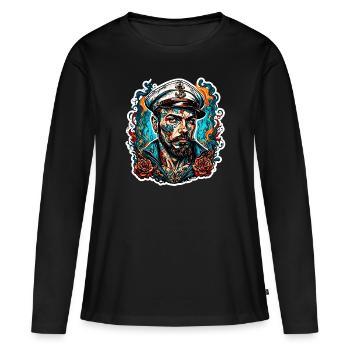 Marin / Équipage de navire / Matelot / Ancre - T-shirt manches longues Premium bio Femme - noir - Devant - Julia (174cm)