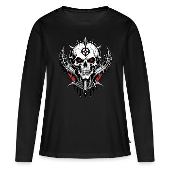 Demon Skull // Demonic Skull FS0164 - Women's Premium Organic Long Sleeve Shirt - black - Front - Julia (174cm)