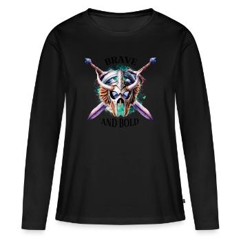Courageux et audacieux - T-shirt manches longues Premium bio Femme - noir - Devant - Julia (174cm)