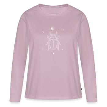Kaefer im Weltall - Minimalistische Liniengrafik - Frauen Premium Bio Langarmshirt - Altrosa - Vorne - Julia (174cm)