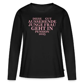 Pensionärin Herz Kollegin in Pension 2025 - Frauen Premium Bio Langarmshirt - Schwarz - Vorne - Julia (174cm)