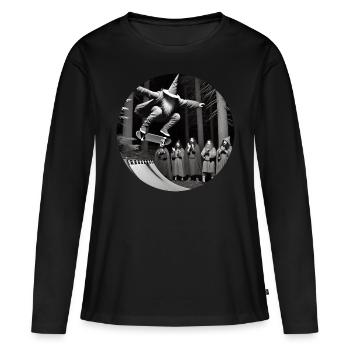 Crazy Wizard Skateboard - T-shirt manches longues Premium bio Femme - noir - Devant - Julia (174cm)