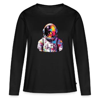 Astronaute Spaceman World Adventure Discovery - T-shirt manches longues Premium bio Femme - noir - Devant - Julia (174cm)