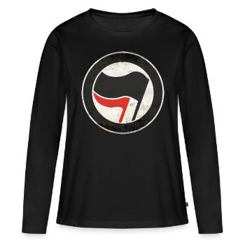 ANTIFA - T-shirt manches longues Premium bio Femme - noir - Devant - Julia (174cm)