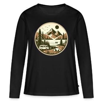 Nature et aventure – Camping idyllique - T-shirt manches longues Premium bio Femme - noir - Devant - Julia (174cm)