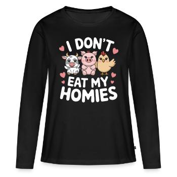 Végétarien Végétalien Végétarien Végétarien - T-shirt manches longues Premium bio Femme - noir - Devant - Julia (174cm)