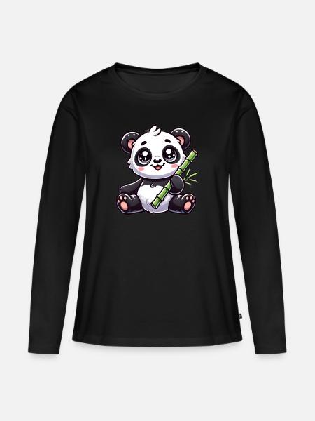 Entspannter Koala - Frauen Premium Bio Langarmshirt - Schwarz