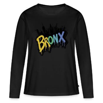 Bronx New York Streetwear - T-shirt manches longues Premium bio Femme - noir - Devant - Julia (174cm)
