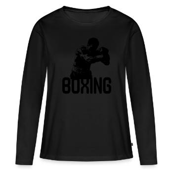 Boxe Boxer Combat Arts Martiaux - T-shirt manches longues Premium bio Femme - noir - Devant - Julia (174cm)