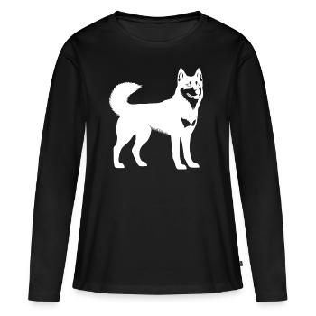 husky weiss vector alaska finnland hund - Frauen Premium Bio Langarmshirt - Schwarz - Vorne - Julia (174cm)