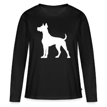 Dogue Allemand Chien Blanc Propriétaire Chien - T-shirt manches longues Premium bio Femme - noir - Devant - Julia (174cm)