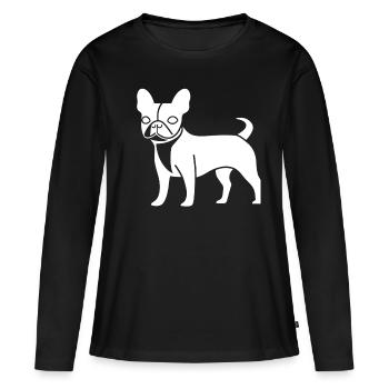 Boston terrier silhouette hund weiss - Frauen Premium Bio Langarmshirt - Schwarz - Vorne - Julia (174cm)