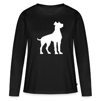 Dogue Allemand silhouette chien blanc vecteur - T-shirt manches longues Premium bio Femme - noir - Devant - Julia (174cm)