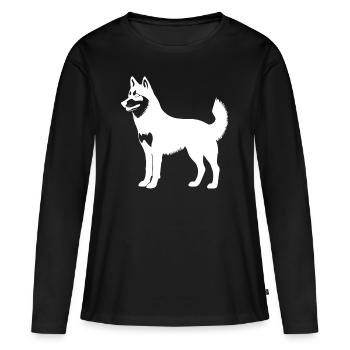 Motif Husky Silhouette Chien Chien Blanc - T-shirt manches longues Premium bio Femme - noir - Devant - Julia (174cm)