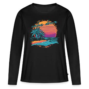 Calm Down Beach Sunset Palm Trees Vacation Bath Time - Women's Premium Organic Long Sleeve Shirt - black - Front - Julia (174cm)