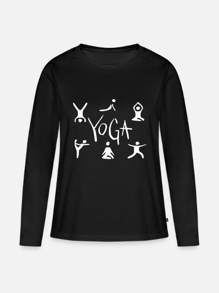 yoga - Frauen Premium Bio Langarmshirt - Schwarz