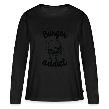 Burger Addict - T-shirt manches longues Premium bio Femme - noir - Devant - Julia (174cm)