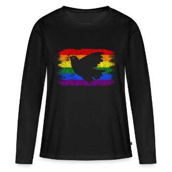 Drapeau de la paix Peace Dove - T-shirt manches longues Premium bio Femme - noir - Devant - Julia (174cm)