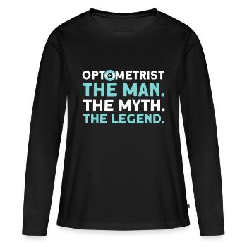 Ophtalmologiste Optométrie Opticien Opticien Opticien Opticien Opticien - T-shirt manches longues Premium bio Femme - noir - Devant - Julia (174cm)
