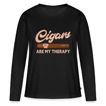 Les cigares sont ma thérapie Funng Cigar Smoker - T-shirt manches longues Premium bio Femme - noir - Devant - Julia (174cm)