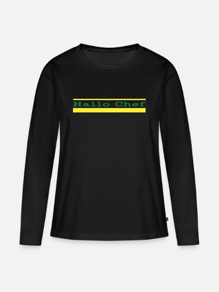 Hallo Chef - Frauen Premium Bio Langarmshirt - Schwarz