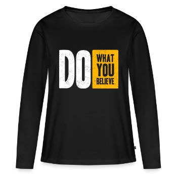 EGO T-Shirt confiant geschenkide - T-shirt manches longues Premium bio Femme - noir - Devant - Julia (174cm)