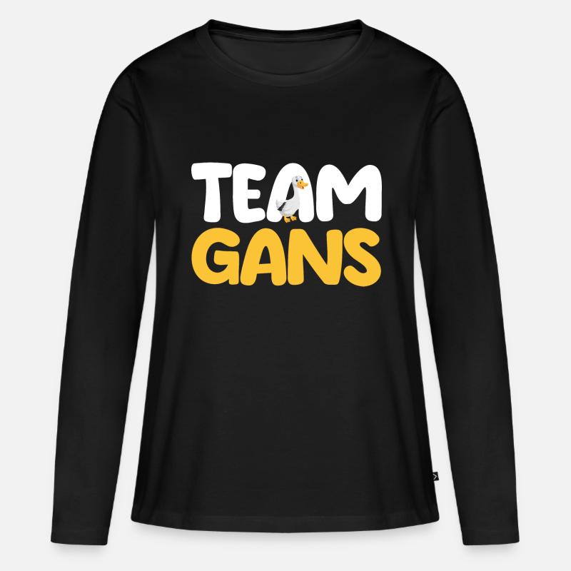 Gans Gänse - Frauen Premium Bio Langarmshirt - Schwarz