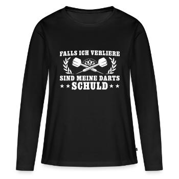 Dart schuld falls ich verliere Dartspieler - Frauen Premium Bio Langarmshirt - Schwarz - Vorne - Julia (174cm)