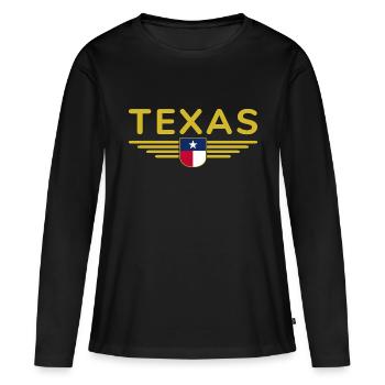 Texas Fan T-Shirt – Lone Star Style - Frauen Premium Bio Langarmshirt - Schwarz - Vorne - Julia (174cm)