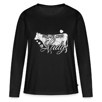 Crazy Cow Lady cadeau vache Lady Farmer Bauer - T-shirt manches longues Premium bio Femme - noir - Devant - Julia (174cm)