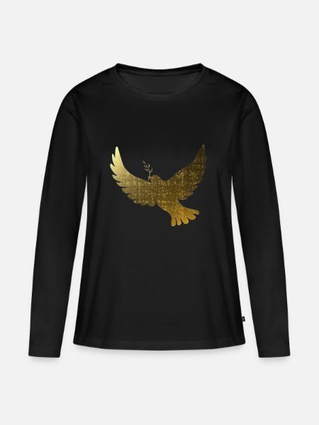 Goldene Friedenstauben - Frauen Premium Bio Langarmshirt - Schwarz