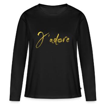 j'adore kiss gold - T-shirt manches longues Premium bio Femme - noir - Devant - Julia (174cm)