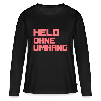 Held ohne Umhang - Frauen Premium Bio Langarmshirt - Schwarz - Vorne - Julia (174cm)
