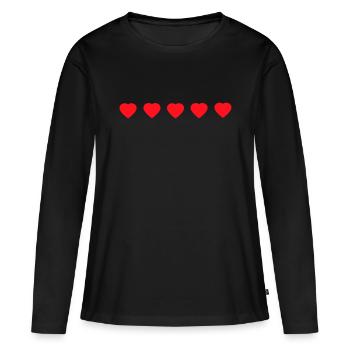 cœurs - T-shirt manches longues Premium bio Femme - noir - Devant - Julia (174cm)