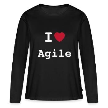 J'aime Agile | J'aime Agile - T-shirt manches longues Premium bio Femme - noir - Devant - Julia (174cm)