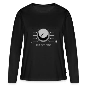 Bouton Couper la fréquence - T-shirt manches longues Premium bio Femme - noir - Devant - Julia (174cm)